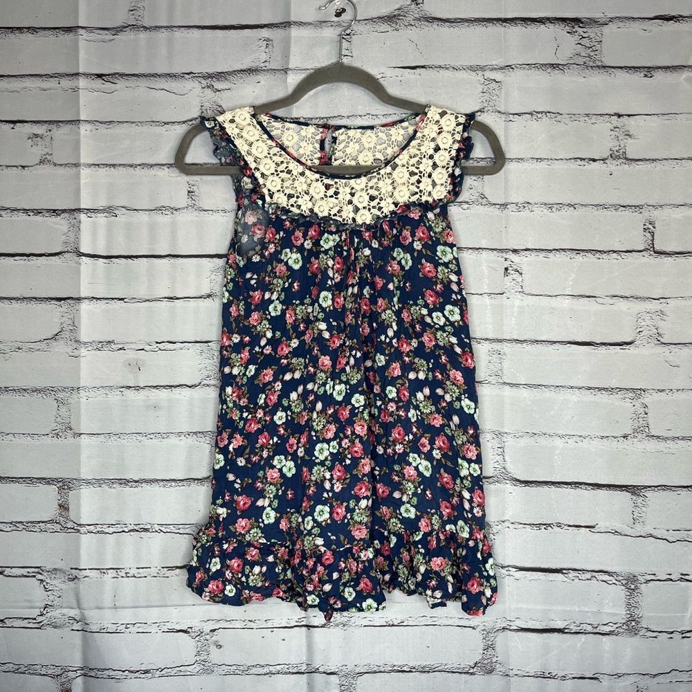 Edge Sleeveless Blue Floral Blouse Sz S Lightweight Summer Boho Chic Top Cottage